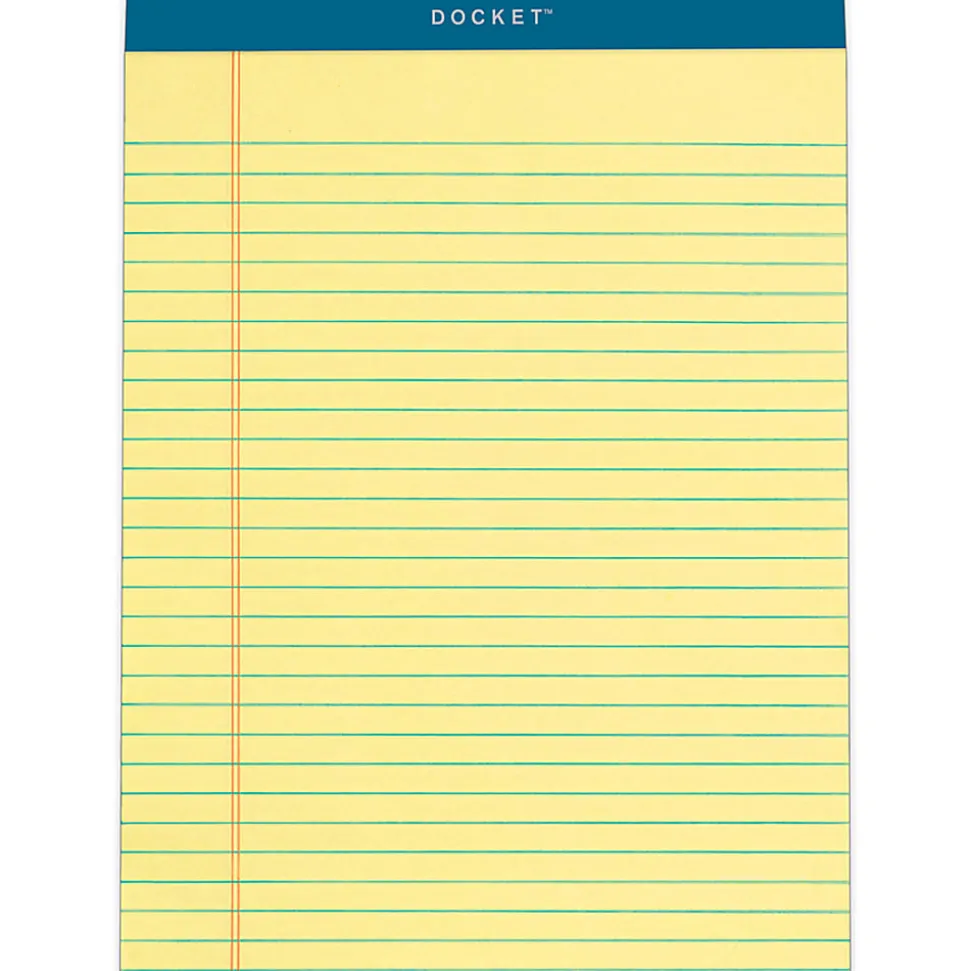 TOPS Docket Letr-Trim Legal Rule Canary Legal Pads - 50 Sheets - Double Stitched - 0.34" Ruled - 16 lb Basis Weight - 63400