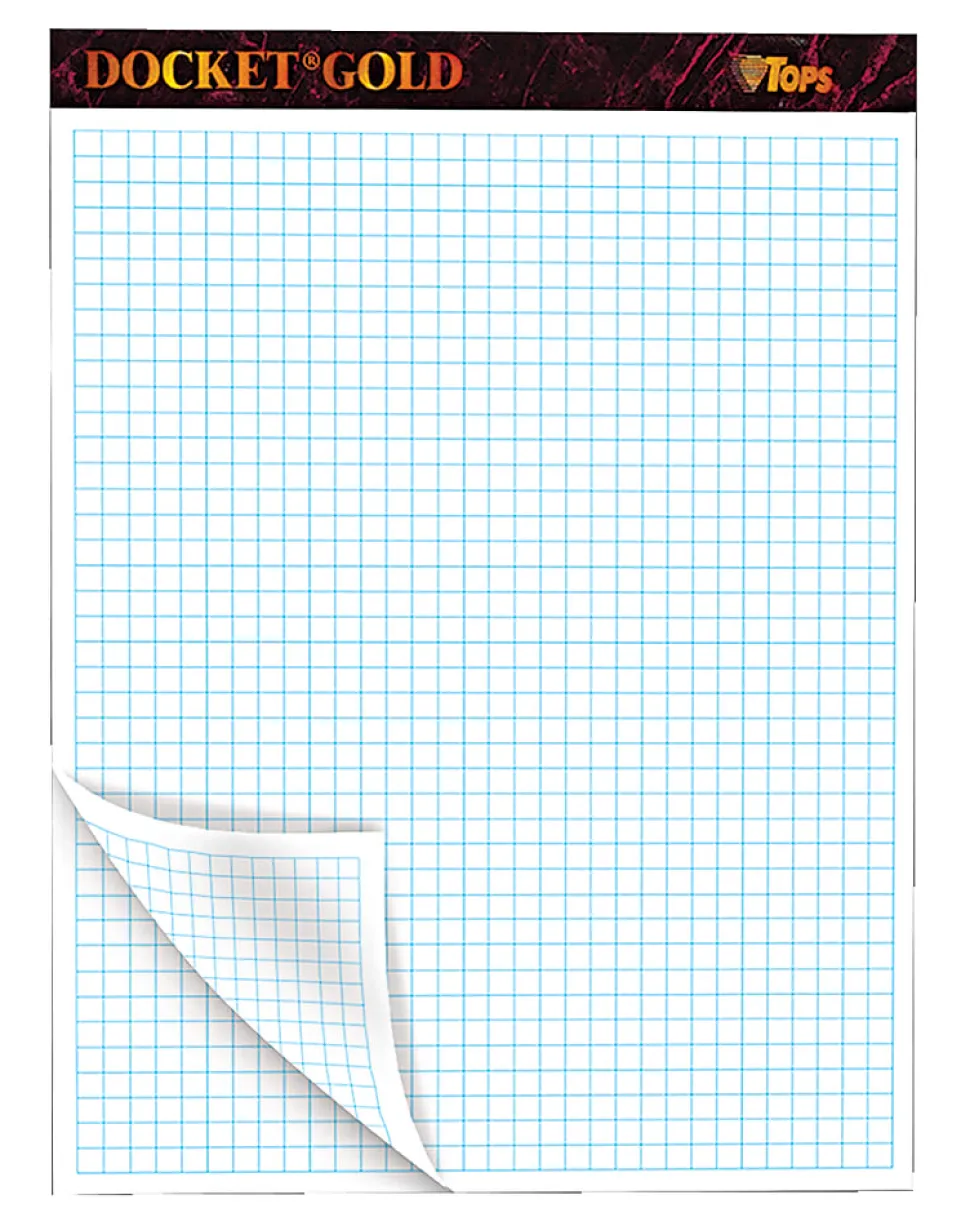 TOPS™ Double Docket® Gold Writing Pad, 8 1/2" x 11", Quad/Narrow Ruled, 160 Pages (80 Sheets), White
