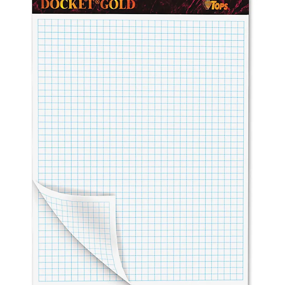TOPS™ Double Docket® Gold Writing Pad, 8 1/2" x 11", Quad/Narrow Ruled, 160 Pages (80 Sheets), White