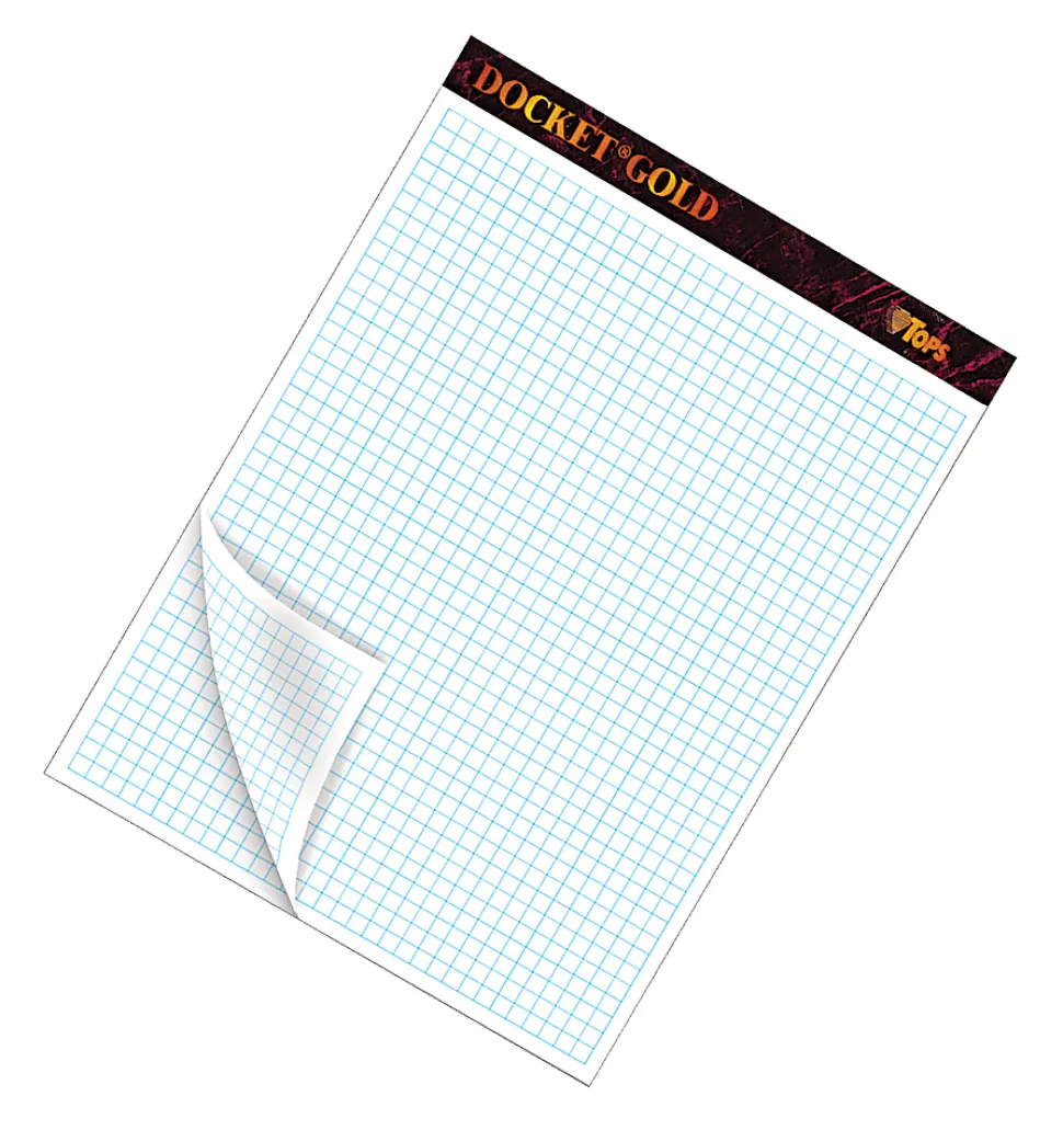 TOPS™ Double Docket® Gold Writing Pad, 8 1/2" x 11", Quad/Narrow Ruled, 160 Pages (80 Sheets), White