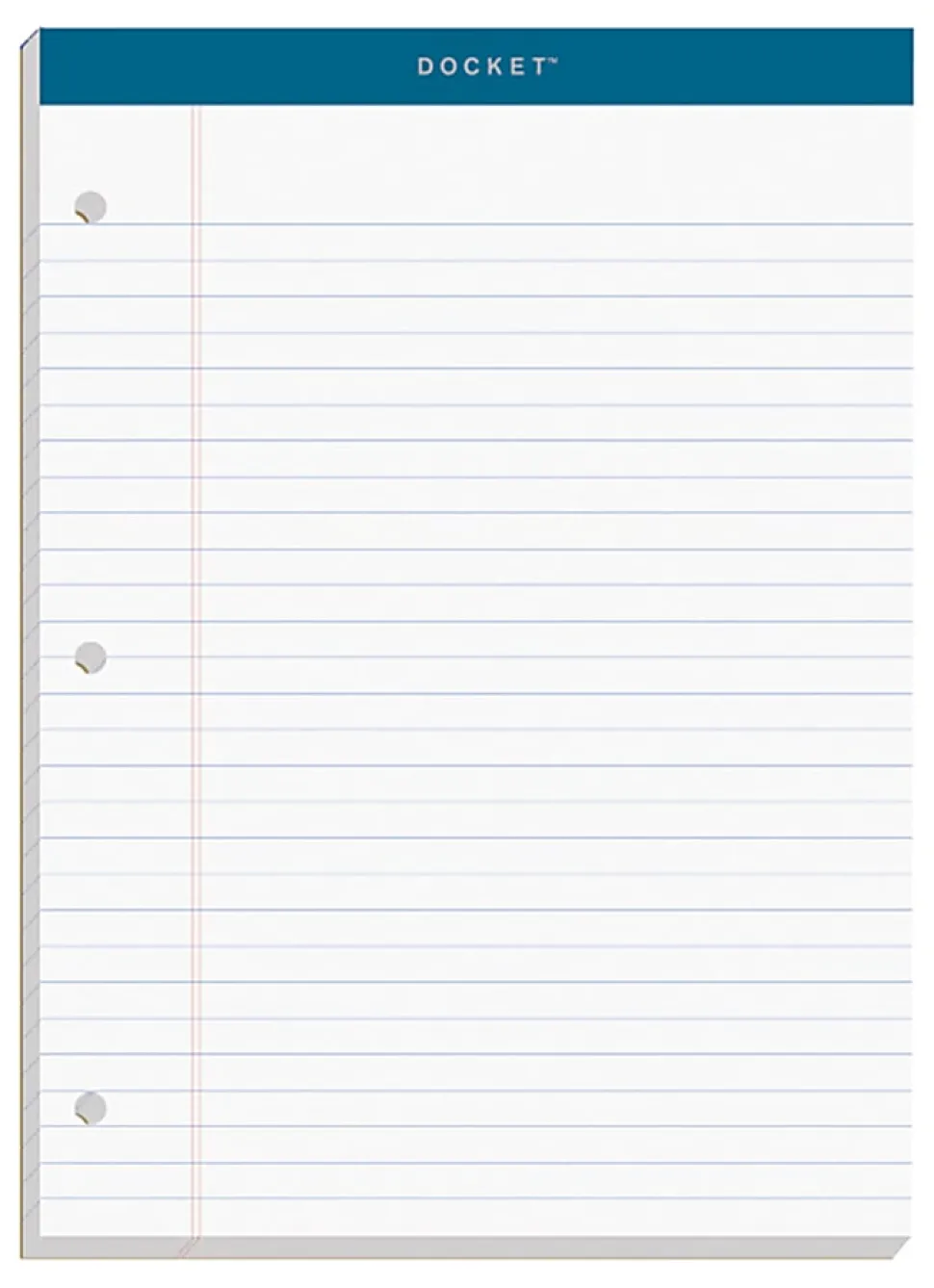 TOPS™ Double Docket™ Writing Pads, 3-Hole Punched, 8 1/2" x 11 3/4", Legal Ruled, 100 Sheets, White, Pack Of 6 Pads
