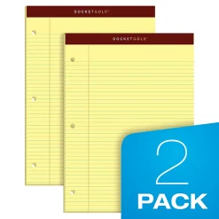 TOPS™ Double Docket™ Writing Pads, 8 1/2" x 11", Narrow Ruled, 100 Sheets, Canary, Pack Of 2 Pads