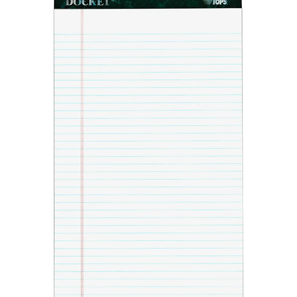 TOPS™ Double Docket™ Writing Pads, 8 1/2" x 14", Legal Ruled, 50 Sheets, White, Pack Of 12 Pads