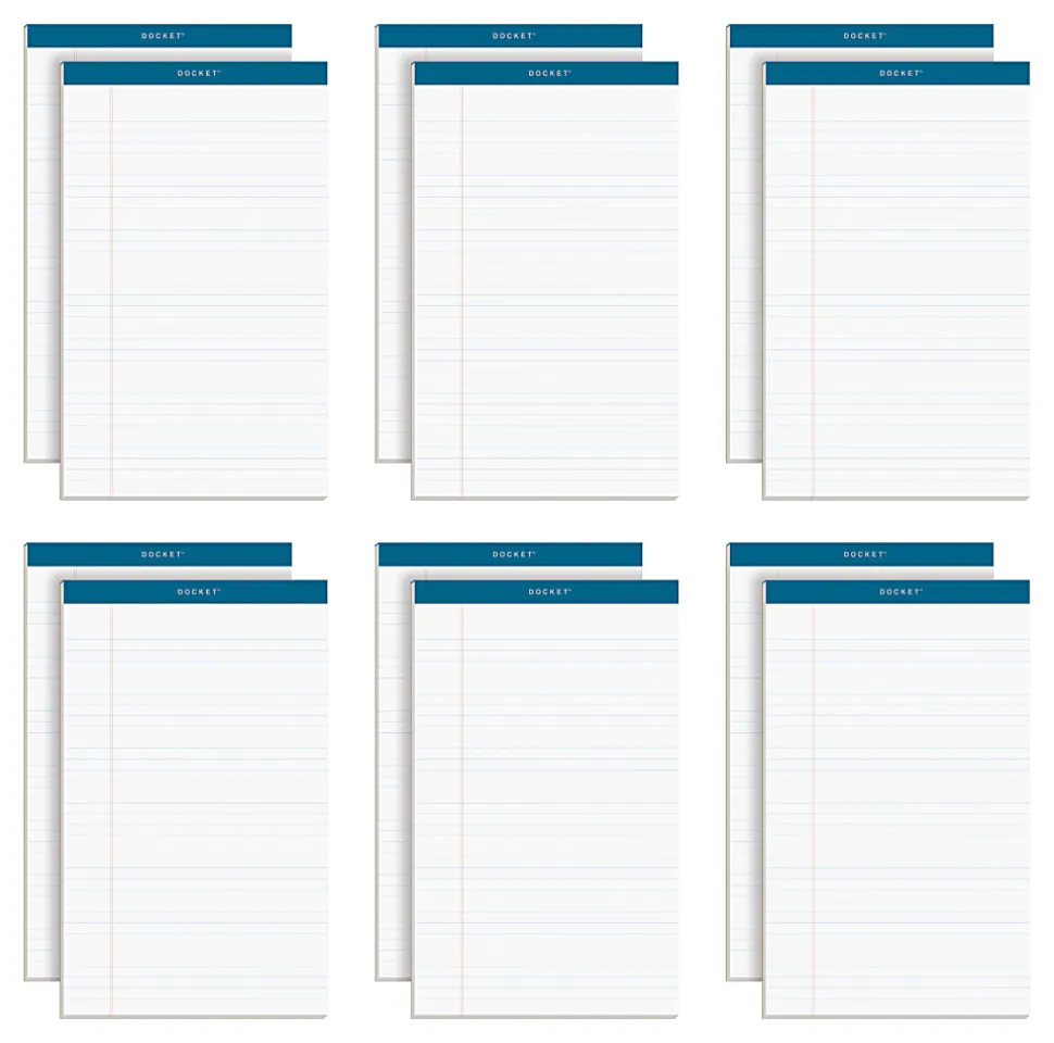 TOPS™ Double Docket™ Writing Pads, 8 1/2" x 14", Legal Ruled, 50 Sheets, White, Pack Of 12 Pads
