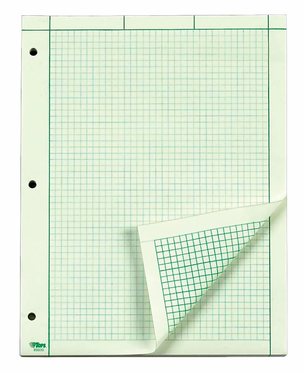 TOPS? Engineer's Computation Pad, 8 1/2" x 11", 200 Sheets, Green