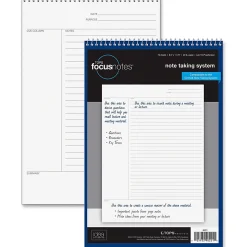 TOPS™ FocusNotes™ Top-Wire Notebook, 8 1/2" x 11", 70 Sheets, Blue/White