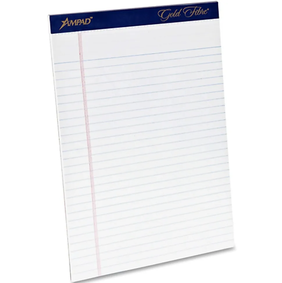 TOPS Gold Fibre Ruled Perforated Writing Pads, Letter Size, 50 Sheets, Pack Of 4