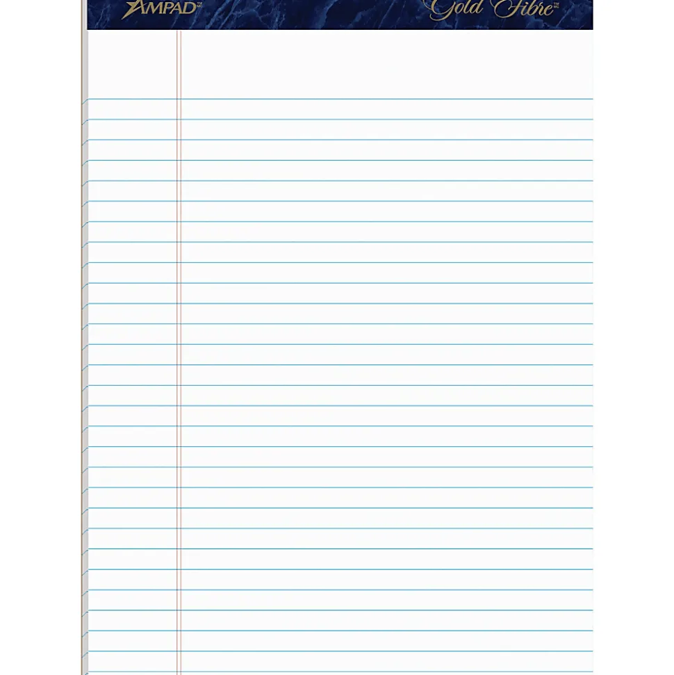 TOPS Gold Fibre Ruled Perforated Writing Pads, Letter Size, 50 Sheets, Pack Of 4