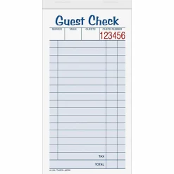 TOPS™ Guest Check Books, 2-Part Carbonless, 50 Sheets, Pack of 10