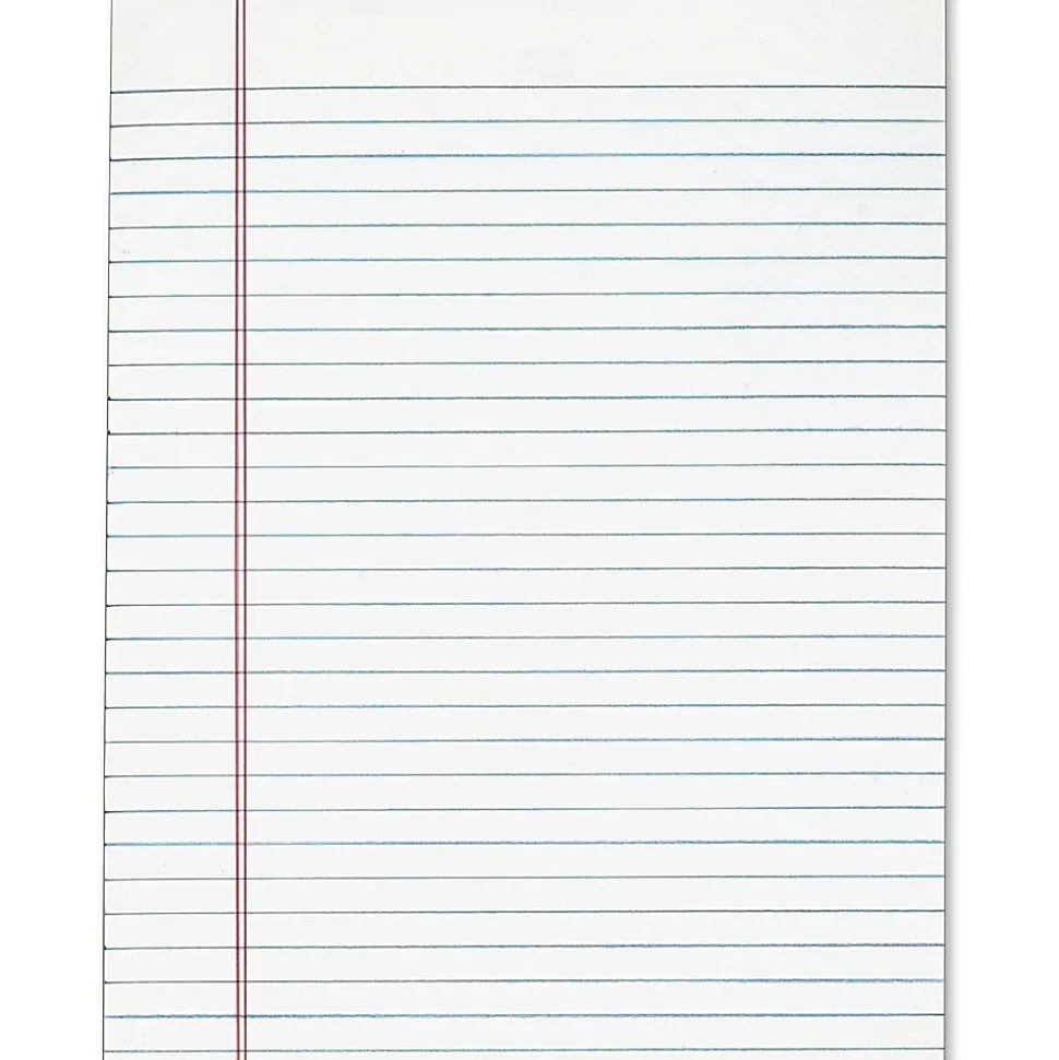 Tops Gum Top Pad, 50 Sheets, Plain, 8 1/2" x 11", White Paper, Pack of 12