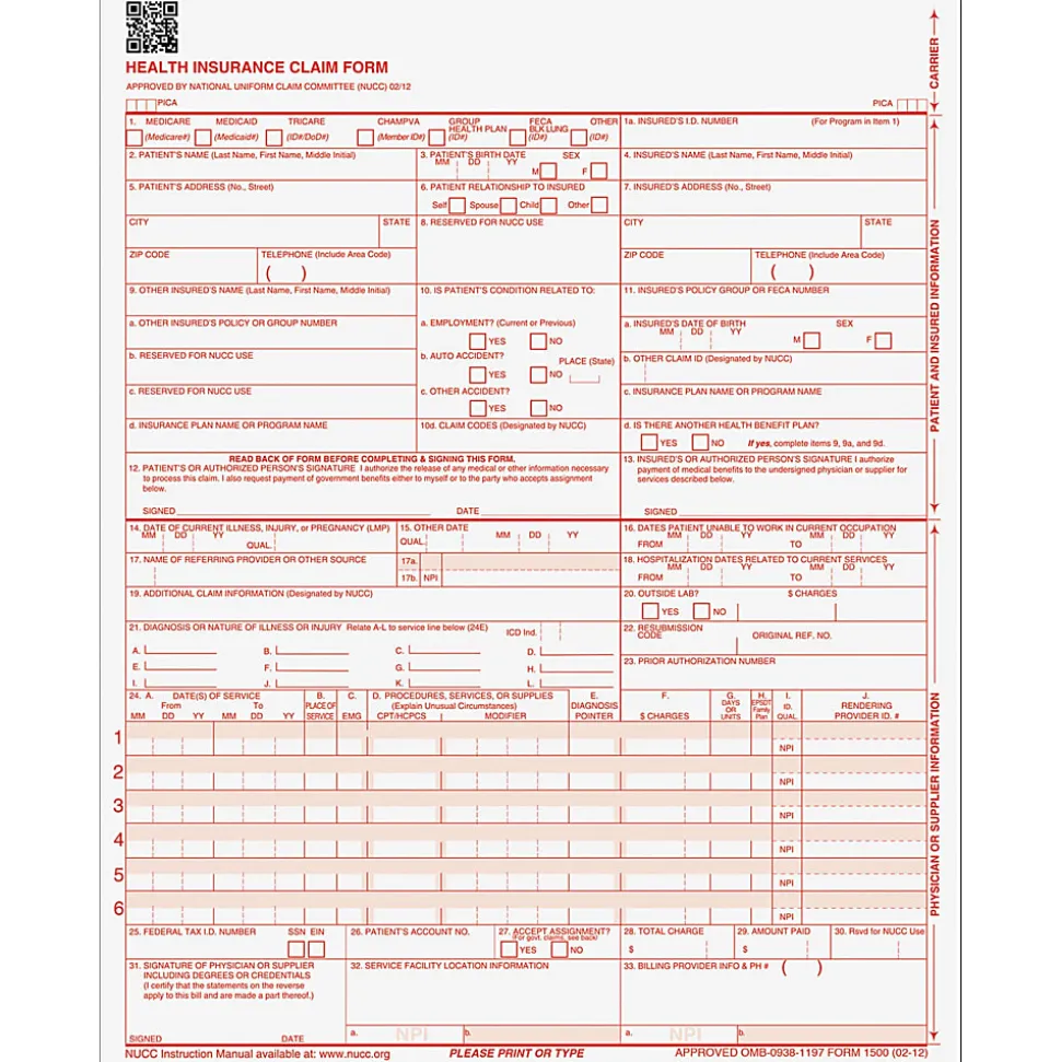 TOPS™ Laser CMS Claim Forms, 8 1/2" x 11", Pack Of 500