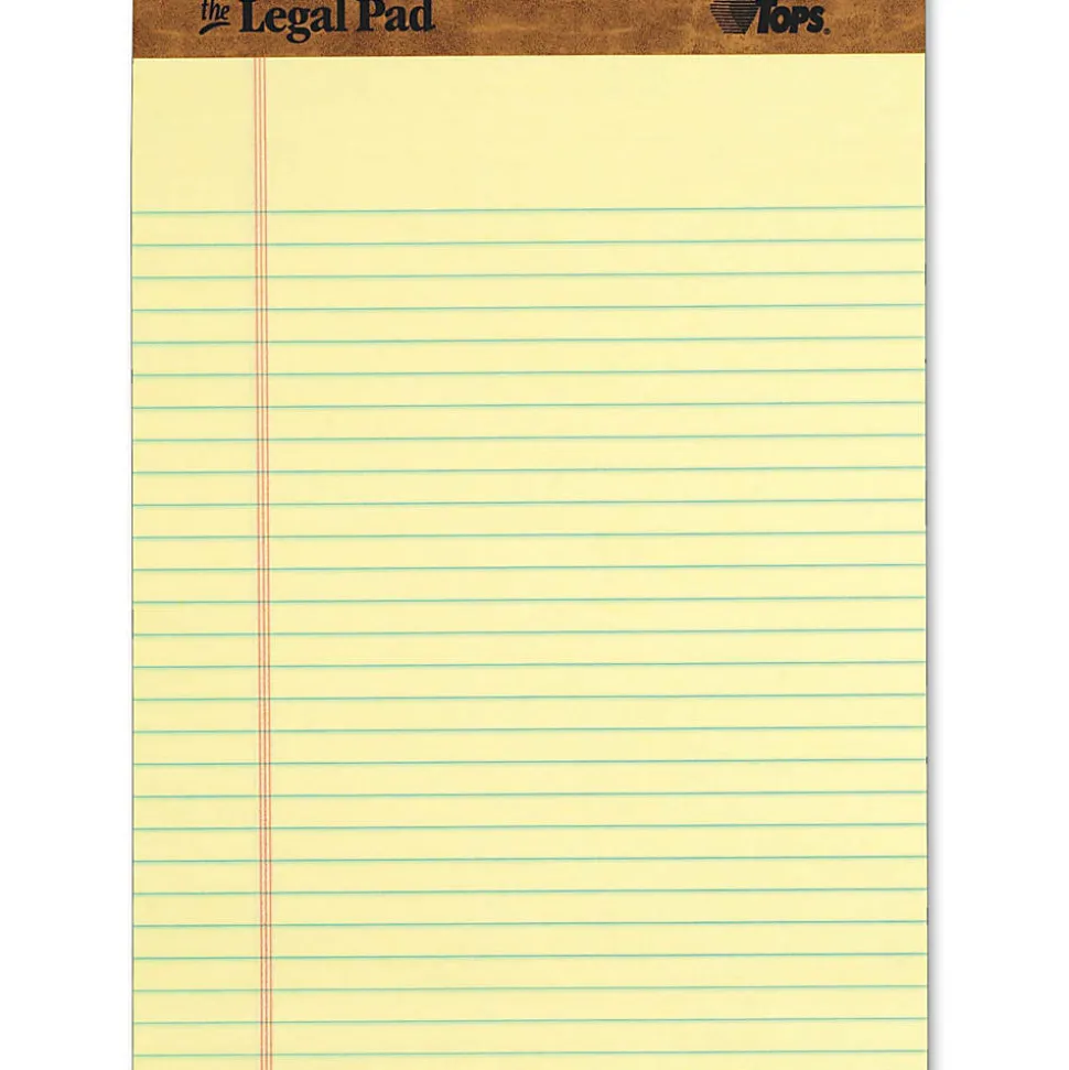 TOPS Letr-trim Perforated Legal Pads - 50 Sheets - Double Stitched - 0.34" Ruled - 16 lb Basis Weight - 7532
