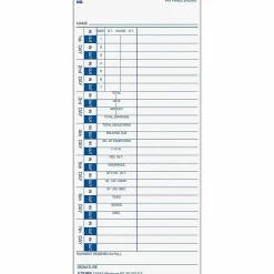 TOPS One-Side Weekly Time Cards - 4" x 9" Sheet Size - White Sheet(s) - Blue Print Color - 100 / Pack