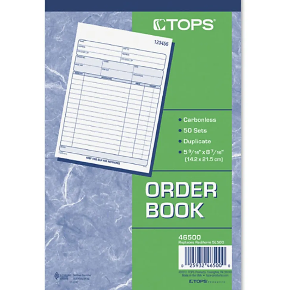 TOPS® 2-Part Carbonless Sales Order Book, 50 Sheets, 5-9/16" x 7-15/16"