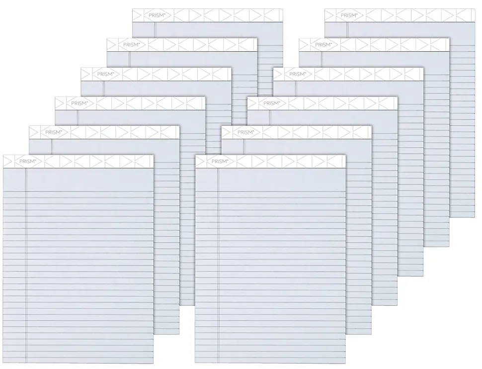 TOPS™ Prism+™ Color Writing Pads, 8 1/2" x 11 3/4", Legal Ruled, 50 Sheets, Gray, Pack Of 12 Pads