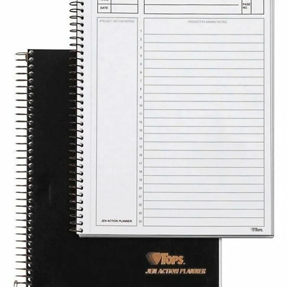 TOPS™ Professional Planner Notebook, 8 1/2" x 6 3/4", 1 Subject, Legal Ruled, 100 Sheets, Black/Metallic