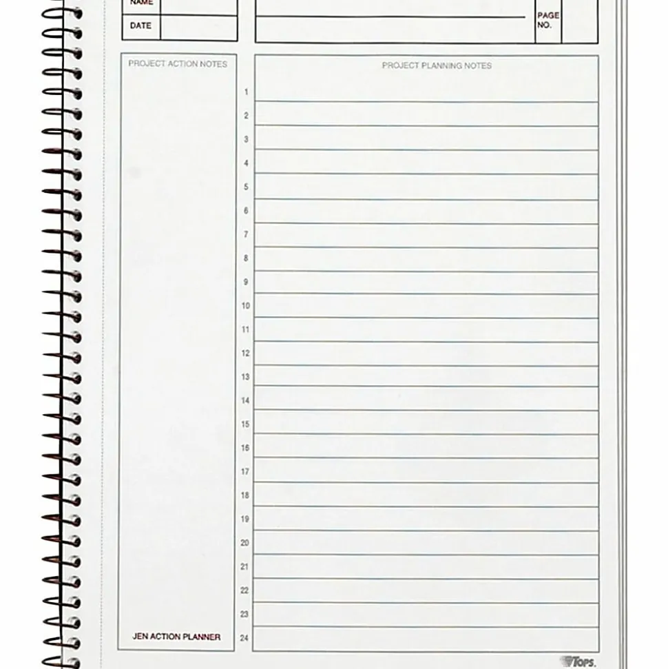 TOPS™ Professional Planner Notebook, 8 1/2" x 6 3/4", 1 Subject, Legal Ruled, 100 Sheets, Black/Metallic