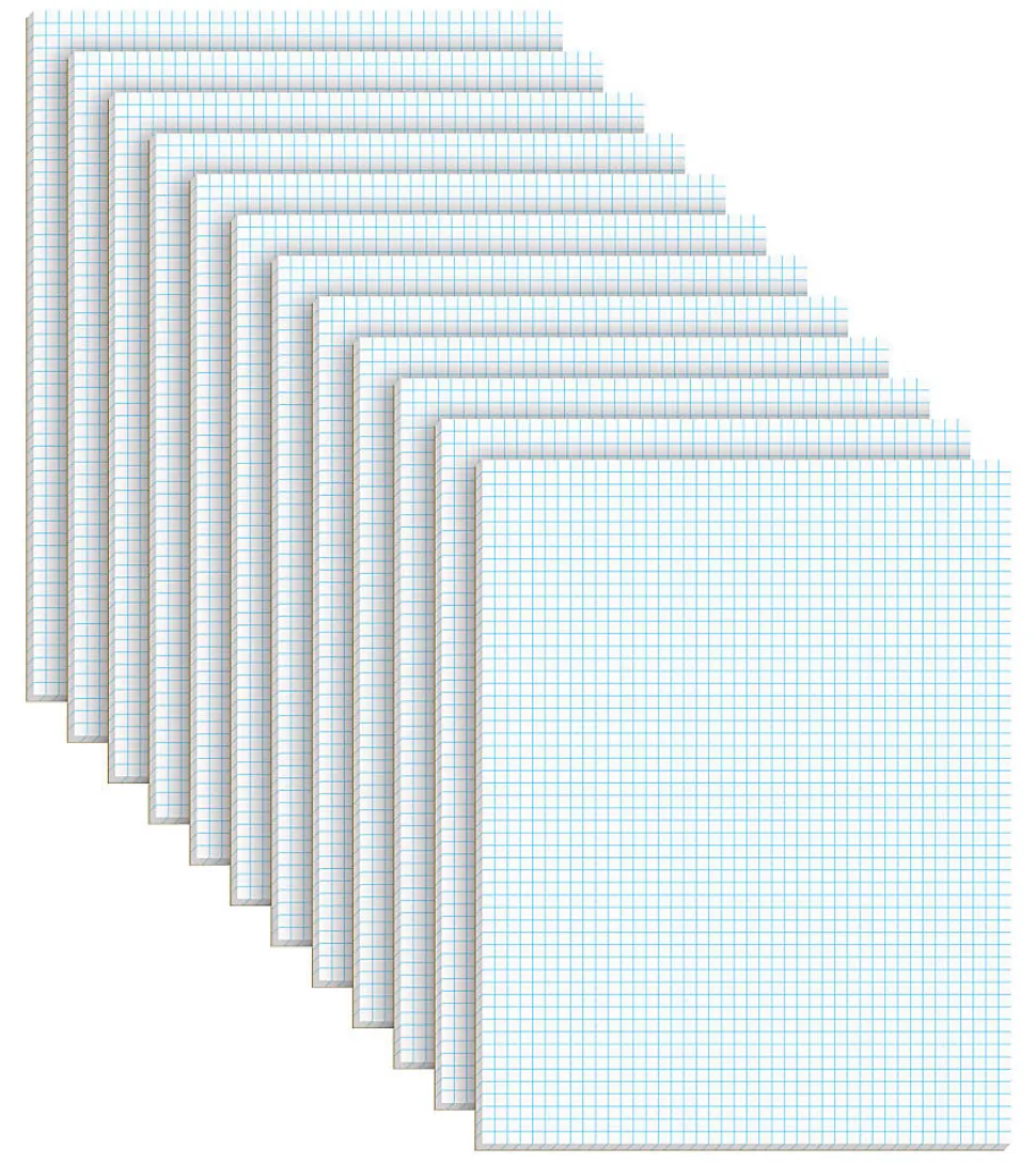 TOPS™ Quadrille Pads, 5 x 5 Squares/Inch, 50 Sheets, White/Blue