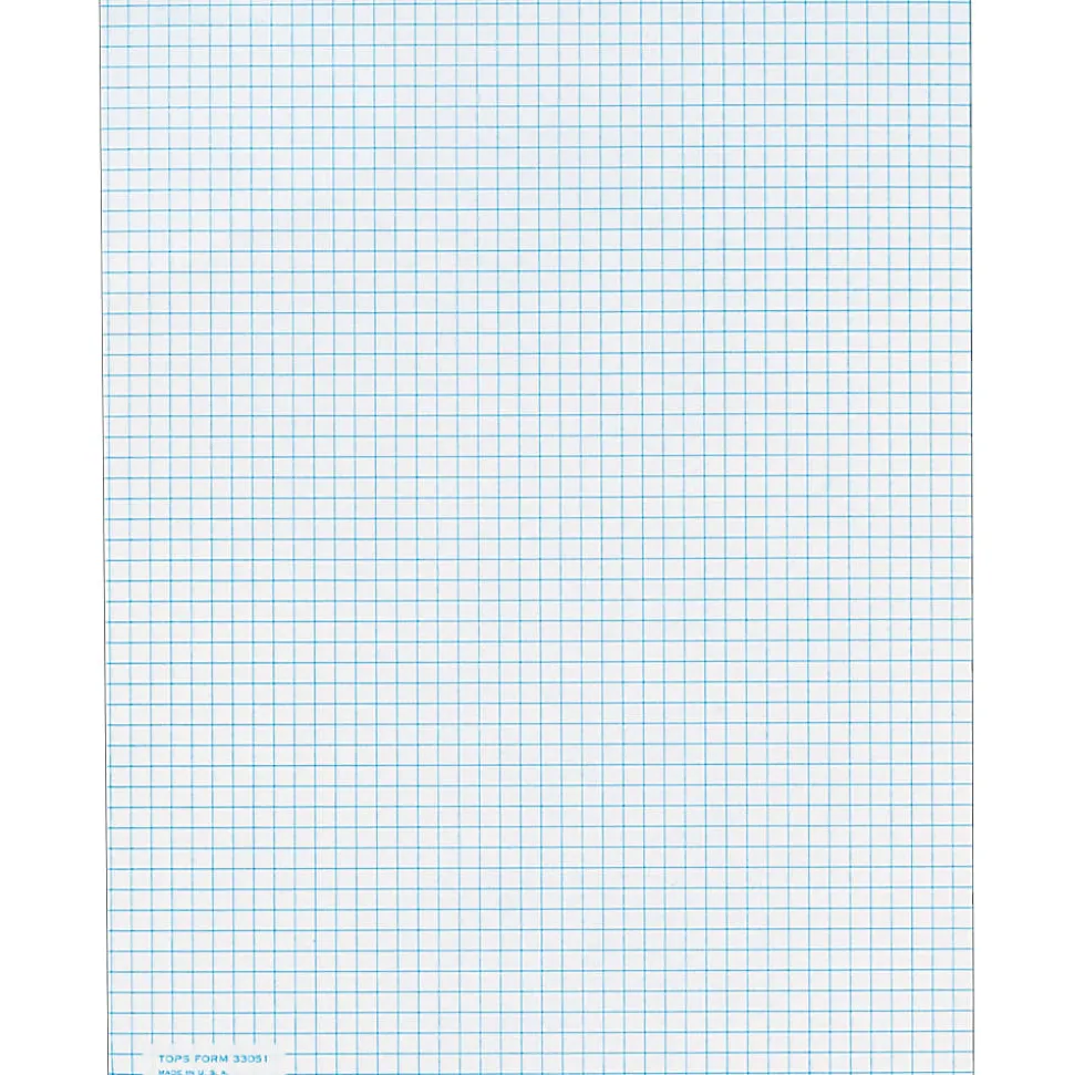 TOPS™ Quadrille Pads, 5 x 5 Squares/Inch, 50 Sheets, White/Blue