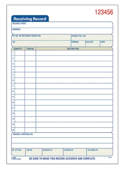Tops Receiving Record Book, 5 1/2" x 7 7/8", 3-Part, White/Canary/Pink, Set Of 50