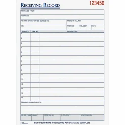 Tops Receiving Record Book, 5 1/2" x 7 7/8", 3-Part, White/Canary/Pink, Set Of 50
