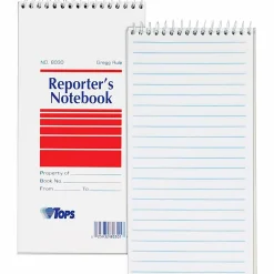 TOPS™ Reporter's Notebooks, 4" x 8", 1 Subject, Gregg Ruled, 70 Sheets, Pack Of 12 Books