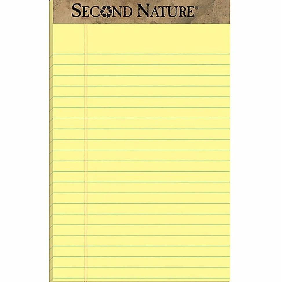 TOPS™ Second Nature® 30% Recycled Writing Pads, 5" x 8", Legal Ruled, 50 Sheets, Canary, Pack Of 12 Pads