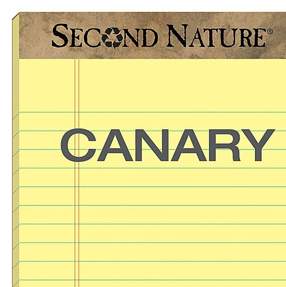 TOPS™ Second Nature® 30% Recycled Writing Pads, 5" x 8", Legal Ruled, 50 Sheets, Canary, Pack Of 12 Pads
