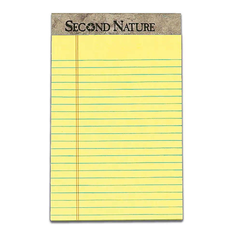 TOPS™ Second Nature® 30% Recycled Writing Pads, 5" x 8", Legal Ruled, 50 Sheets, Canary, Pack Of 12 Pads