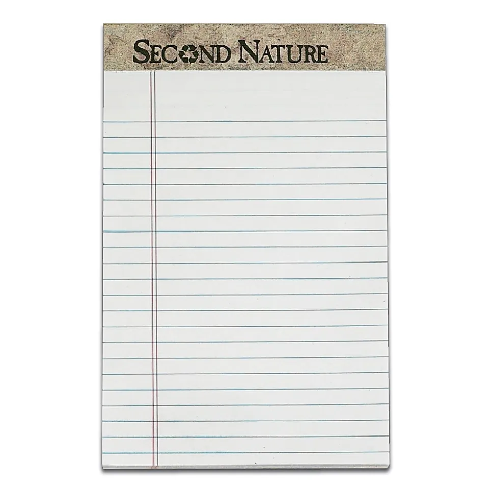 TOPS™ Second Nature® 100% Recycled Writing Pads, 5" x 8", Legal Ruled, 50 Sheets, White, Pack Of 12 Pads