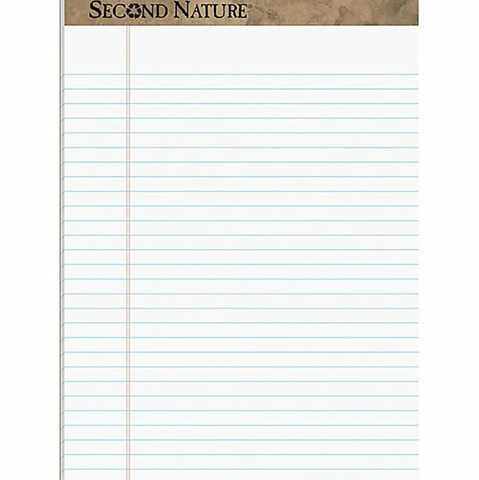 TOPS™ Second Nature® 100% Recycled Writing Pads, 8 1/2" x 11 3/4", Legal Ruled, 50 Sheets, White, Pack Of 12 Pads