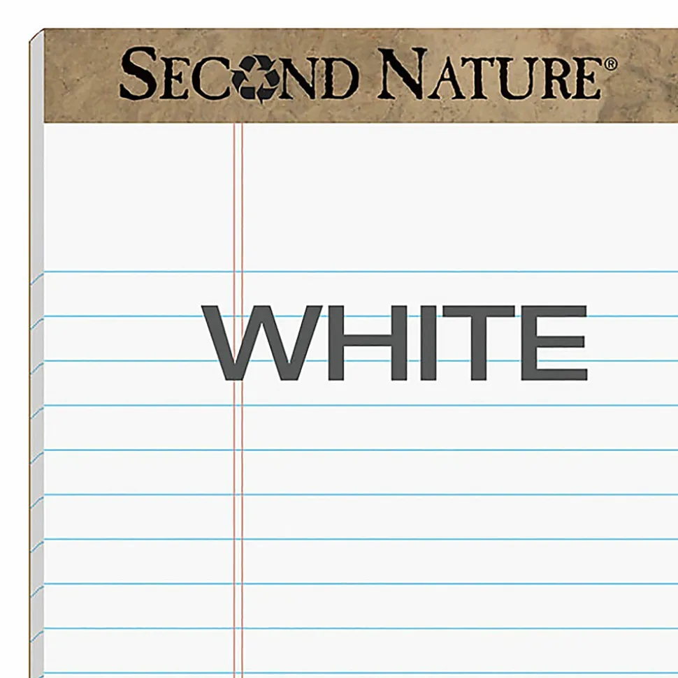 TOPS™ Second Nature® 100% Recycled Writing Pads, 8 1/2" x 11 3/4", Legal Ruled, 50 Sheets, White, Pack Of 12 Pads