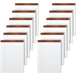 TOPS™ The Legal Pad Perforated Writing Pads, 8 1/2" x 11 3/4", Legal Ruled, 50 Sheets, White/Blue, Pack Of 12