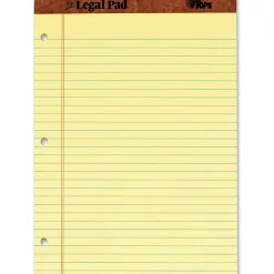 TOPS The Legal Pad Writing Pad - 50 Sheets - Double Stitched - 0.34" Ruled - 16 lb Basis Weight - 8 1/2"x11 3/4" - 0