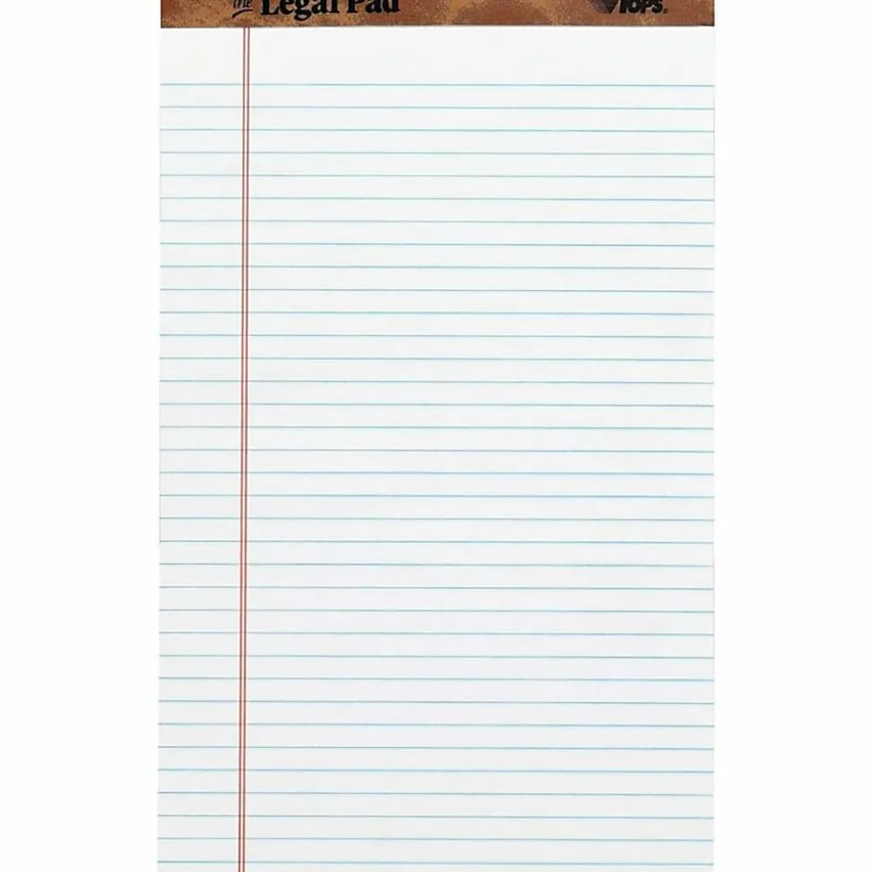 TOPS The Legal Pad Writing Pad - 50 Sheets - Double Stitched - 0.34" Ruled - 16 lb Basis Weight - Legal - 75731