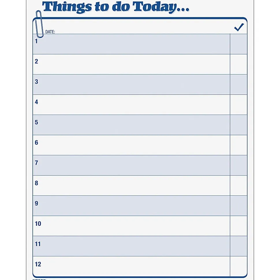 TOPS Things To Do Today Pad - 100 Sheet(s) - 11" x 8 1/2" Sheet Size - White Sheet(s) - Blue Print Color - 100 / Pad