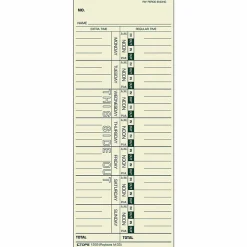 TOPS® Time Cards (Replaces Original Card M33), Named Days, 1-Sided, 9" x 3 1/2", Box Of 500