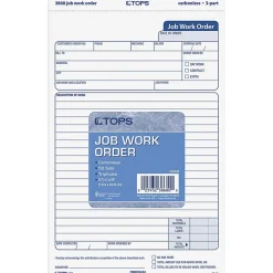 TOPSĀ® Triplicate Carbonless Job Work Orders, 5 1/2" x 8 1/2", Pack Of 50 Forms