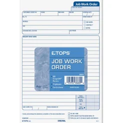 TOPS® Triplicate Carbonless Job Work Orders, 5 1/2