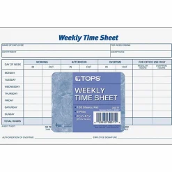 TOPS® Weekly Timesheet Form, 5.5" x 8.5", White/Blue, 100 Sheets Per Pad, 2 Pads Per Pack