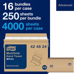 Tork Multifold H2 1-Ply Hand Towels, 9-1/2