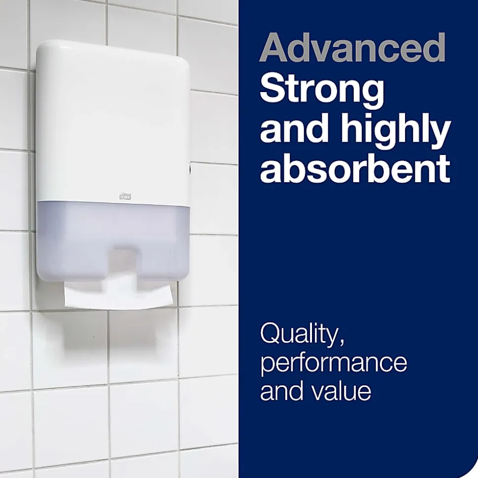 Tork Multifold H2 1-Ply Hand Towels, 9-1/2" x 9", White, 250 Sheets Per Pack, Case Of 16 Packs