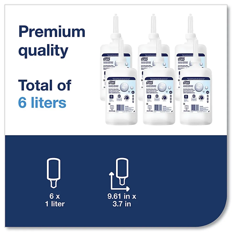 Tork® Premium Extra Mild Soap Refill, Unscented, 1 L, 6/Carton