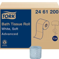 Tork T24 2-Ply Toilet Paper, Advanced, 500 Sheets Per Roll, Case Of 80 Rolls