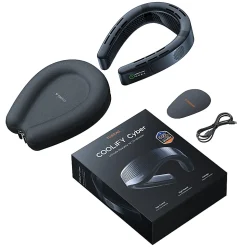 TORRAS COOLiFY Cyber Smart Portable Neck Fan, 3-1/4”H x 6-3/16”W x 8-1/16”D, Black