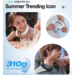 TORRAS® COOLiTE™ Foldable 4-Speed Portable Neck Fan with 4,000 mAh Battery, Light Blue