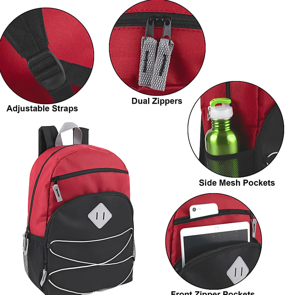 Trailmaker Bungee Backpacks, Assorted Colors, Boy, Case Of 24 Backpacks