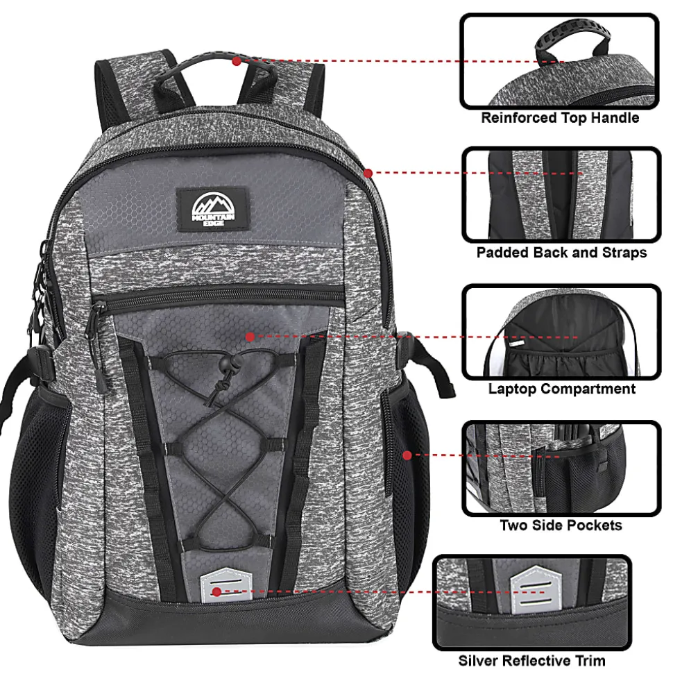 Trailmaker Casepack Bungee Backpacks, Gray, Pack Of 24 Backpacks