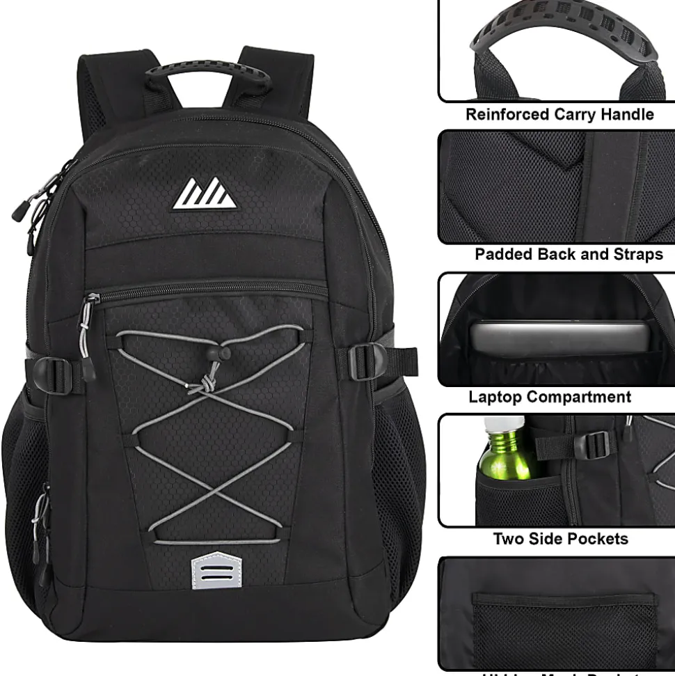 Trailmaker Casepack Bungee Backpacks, Black, Pack Of 24 Backpacks