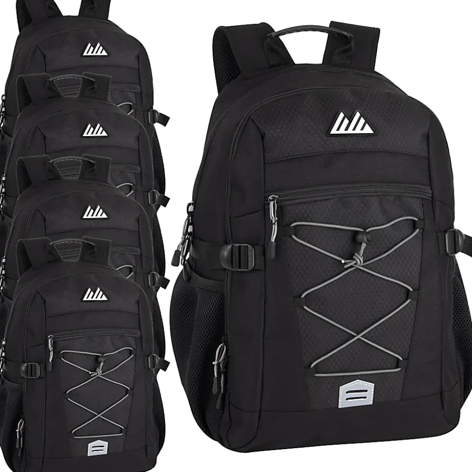 Trailmaker Casepack Bungee Backpacks, Black, Pack Of 24 Backpacks